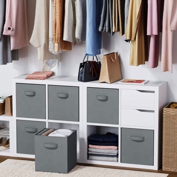 Boutique Other - 🔸️Gray Canvas Dual Handle Collapsible Storage Bin Set of 4